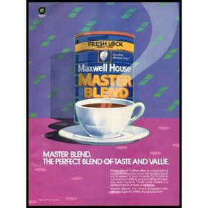 1986 Maxwell House Coffee Vintage Print Ad Art Deco Style Drawing Wall Art Photo